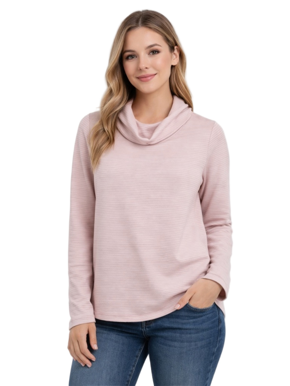 rbx light pink ribbed hooded women’s sweater